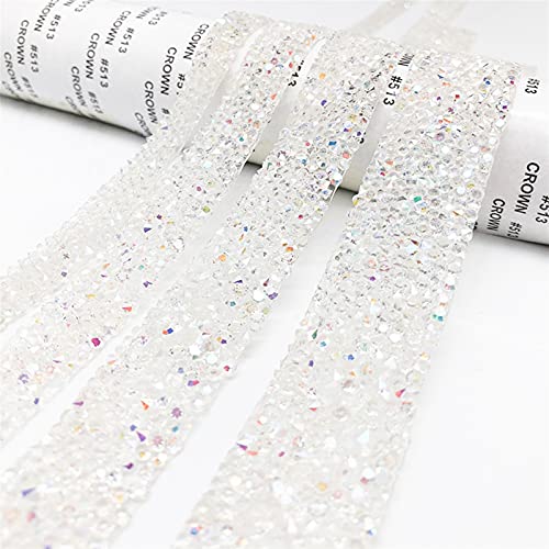 Strass-Kristallband, Diamant-Netzband, Nähband, 25 mm breit, buntes Acryl-Blumen-Design, perfekt für Bastelarbeiten und Dekoration von Generisch