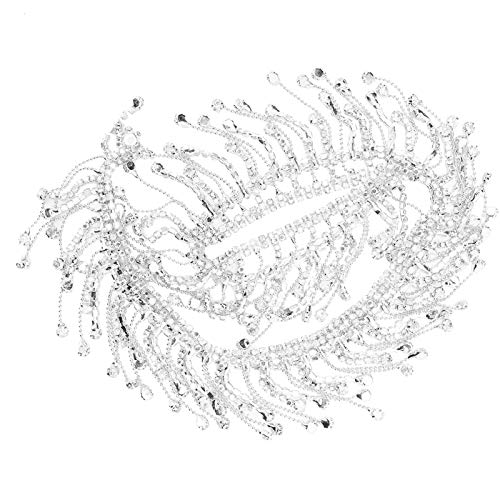 Strass Quaste Kette Fransen Kristall Braut Applikation Trim Elegant Latin Dance Kostüm Dekor für Hochzeit DIY Glasperlen 91,4 cm (Silber) von Generisch