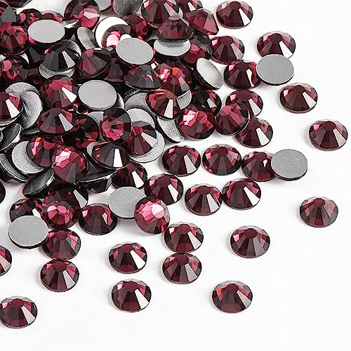 Strasssteine Hot Fix Glas Flatback Strass Steine Hotfix Runde Kristalle Kristallsteine Amethyst Ametist rosa lila rot 1,6-6,5 mm (SS5-SS30) 288-1440Stück (SS20 1440 Stück Set) von Generisch