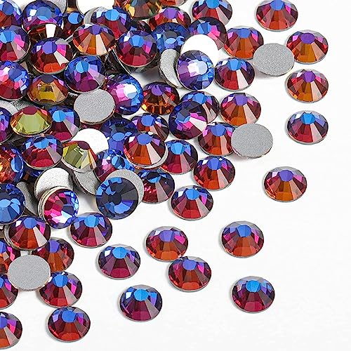 Strasssteine Hot Fix Glas Flatback Strass Steine Hotfix Runde Kristalle Kristallsteine Blauer Vulkan Blau Rot mix 1,6-6,5 mm (SS5-SS30) 288-1440Stück (SS20 1440 Stück Set) von Generisch