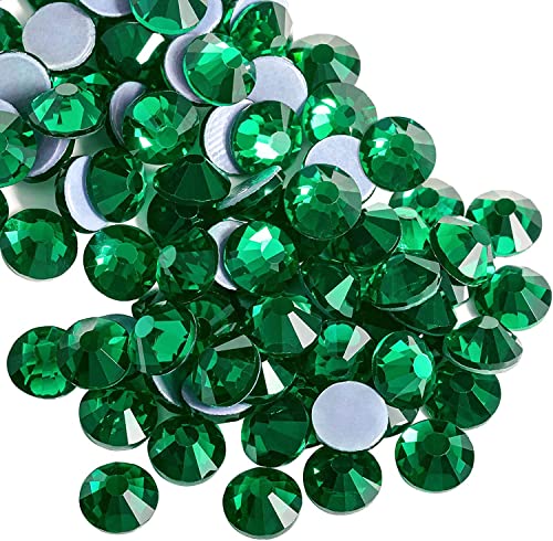 Strasssteine Hot Fix Glas Flatback Strass Steine Hotfix Runde Kristalle Kristallsteine Smaragd Smaragdgrün Grün green dunkel hell 1,6-6,5 mm (SS5-SS30) 288-1440Stück (SS20 1440 Stück Set) von Generisch