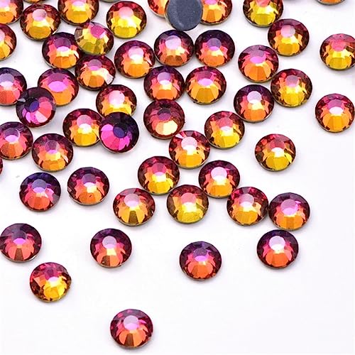 Strasssteine Hot Fix Glas Flatback Strass Steine Hotfix Runde Kristalle Kristallsteine bunt Rainbow hell dunkel Regenbogen color 1,6-6,5 mm (SS5-SS30) 288-1440Stück (SS20 1440 Stück set) von Generisch