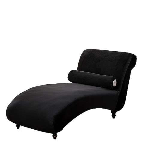 Stretch-Samt-Schonbezug für Chaiselongue, universeller Sofabezug für Innenbereich, Schlafzimmer, Möbelschutz, aus schwarzem Samtstoff von Generisch