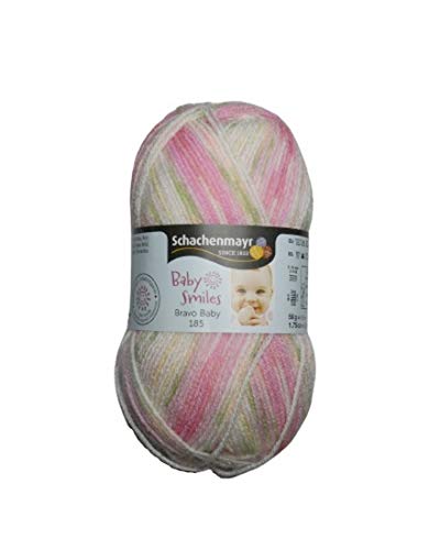 Strickgarn Garn Bravo Baby 50g 185m rose grün weiß (0196) von Generisch