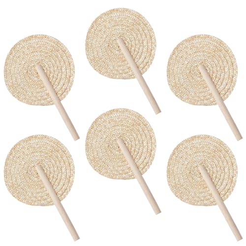 Strohfächer - Sechs Stück Natürliche Handfächer aus Bast - Erfrischendes manuelles Accessoire Bohemien Hochzeit Dekoration Haus Wand Wohnzimmer Strohfächer - Sechs Stück Natürliche Handfächer aus Bast - Erfrischendes manuelles Accessoire Bohemien Hochzeit Dekoration Haus Wand Wohnzimmer von Generisch