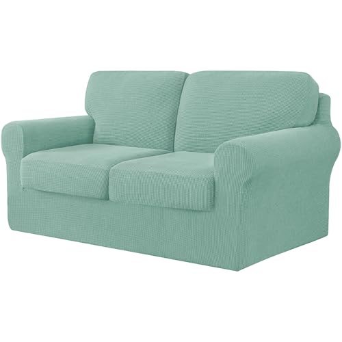 Stylisches Spandex-Sofa-Schonbezug-Set mit separaten Kissen, 2-Sitzer-Sofabezug für Wohnzimmermöbel, Schutz, grüne helle Farbpalette, dehnbarer und langlebiger Stoff von Generisch