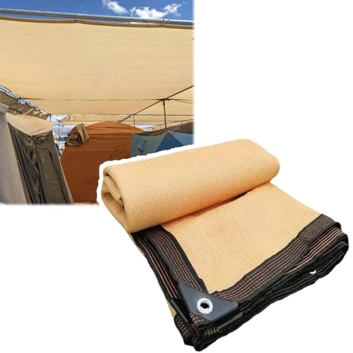 Sunblock Schattenstoff, rechteckig, strapazierfähig, mit Ösen für UV-Block und Netzstoff, 8 x 8 m, Beige von Generisch