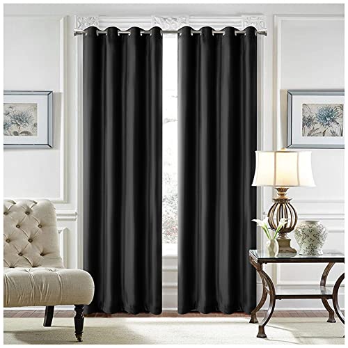 Superweiche Verdunkelungsvorhänge aus Pannesamt, wärmeisoliert, Fensterbehandlung für Schlafzimmer und Wohnzimmer, elegante Heimdekoration, Schwarz, 132 x 183 cm von Generisch