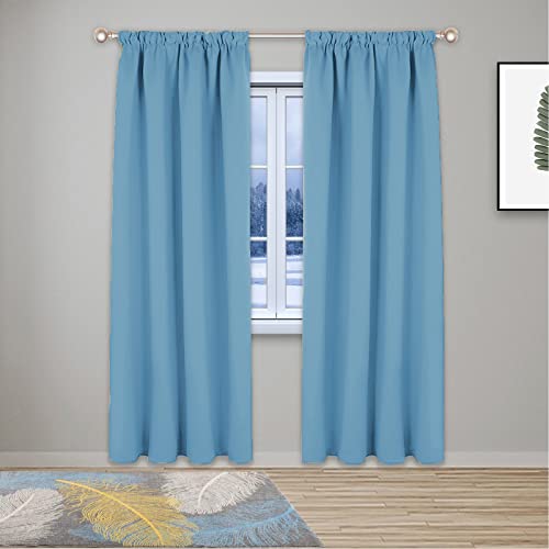 Superweiche Verdunkelungsvorhänge für Schlafzimmer und Wohnzimmer, wärmeisoliert, Fensterbehandlungen für Kinder, Bleistiftfalten-Design, Hellblau, 304,8 x 228,6 cm von Generisch