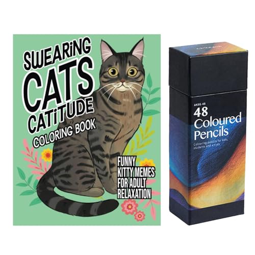 Swearing Cats Catitude Malbuch, Katzen-Malbücher für Erwachsene, lustige Kitty-Memes zur Entspannung | Fluchende Katzen, Katitude, Katzen-Malbuch, Malbuch mit lustigen Kätzchen-Memen von Generisch