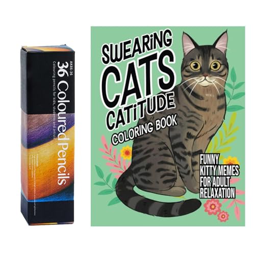 Swearing Cats Catitude Malbuch, Katzen-Malbücher für Erwachsene, lustige Kitty-Memes zur Entspannung | Fluchende Katzen, Katitude, Katzen-Malbuch, Malbuch mit lustigen Kätzchen-Memen von Generisch