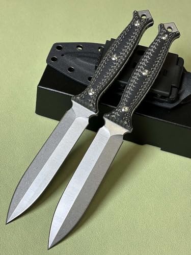 TEERMA BS8 - Großes Jagdmesser aus D2-Stahl - Feststehendes mit Scheide - Zweischneidiges Schwert mit G10-Griff - Full Tang Survival Messer für Outdoor Aktivitäten von Generisch