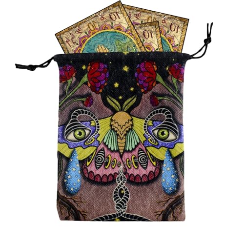 Tarot Tasche Samt,Tarotkarten Stoffbeutel Schmuckbeutel - 13 x 18 cm Brettspiel-Tarot-Tasche, Tarot-Deckkarte und Würfel-Aufbewahrungstasche mit Kordelzug, Schmuckbeutel, Tarot-Kartenhalter, Tasche fü von Generisch