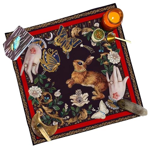 Tarotkartentuch, Altartuch - 19,68 x 19,68 Zoll quadratisches Altertuch für Tarottisch,Tarot-Zubehör, Mondphasen-Schmetterlings-Sonnendruck, Hexereizubehör für das Picknick am Tischeingang von Generisch