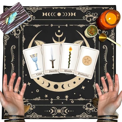 Tarotkartentuch, quadratisch, Samt, Alterungstuch, 50 x 50 cm, Gothic-Mondphase, Schmetterling, Sonnenkissen, Tarot-Zubehör für Tarotkarten-Enthusiasten von Generisch