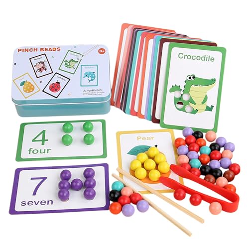 Teaching Aids Bead Game, Fine Motor Skills Toys, Bead Game For Kids, Educational Bead Game, Number Bead Learning, Wooden Beads For Kids, Bead Game With Cards, Cognitive Development Beads von Generisch