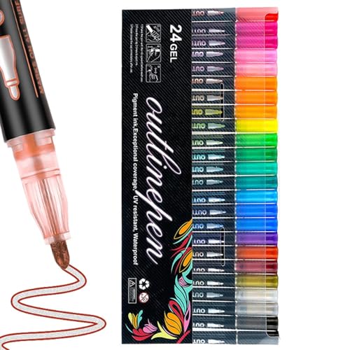 Textmarker-Pinselstifte, Dreamy – Stift, Konturenmarker, 36 Farben, Lichtstab, Graffiti-Stift, doppelte -Marker zum Zeichnen, Grußkarten von Generisch