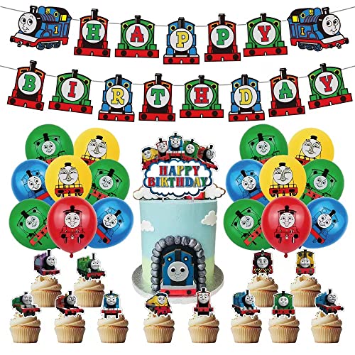 Thomas Zug Geburtstag Party Dekoration Set, Luftballons, Happy Birthday Banner, Cupcake Toppers von Generisch