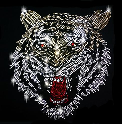 Tiger Kopf Raubkatze Strass Bügelbild4 Hotfix Applikation von Generisch