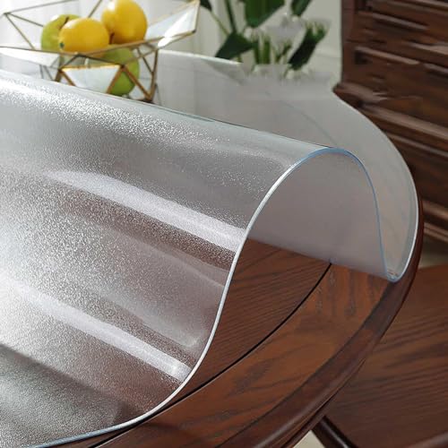 Tischdecke, rund, mattiert, PVC, wasserdicht, 155 cm Durchmesser, transparent, Vinyl, Wachstuch, Tischschutz, große Schreibtischunterlage von Generisch