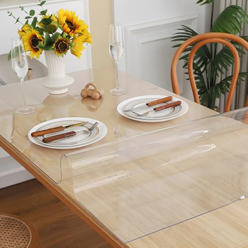 Tischdecke Transparent Tischfolie 1.0mm Glasklar Folie Tischschutz Wasserdicht Abwaschbar Transparent Tischschutz Tisch Schutzfolie Transparent/Folie Für Tisch Aus PVC(16x16in/40x40cm) von Generisch