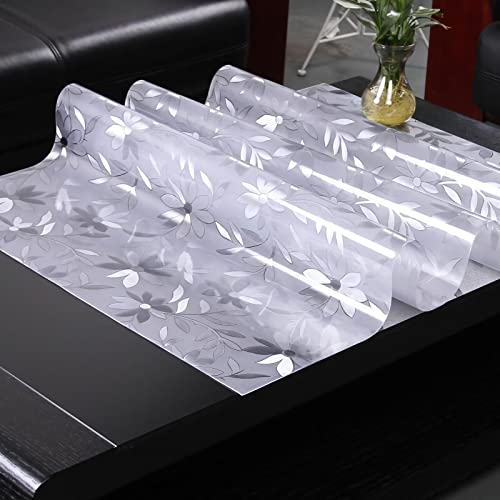 Tischdecke Transparent Tischschutzfolie aus PVC 2mm Rechteckig Blumenform Tischläufer Glasklar Folie Abwaschbar Schutzfolie Glas Klar Folie Wasserdicht Tischschutz von Generisch