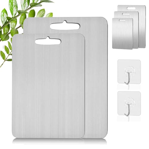 Titan Schneidebrett, Titanium Cutting Board, Schneidebrett aus Titan, Erstklassige Titan-Schneidebretter, Schneidebretter Titan, Stainless Steel Cutting Board (M+L) von Generisch