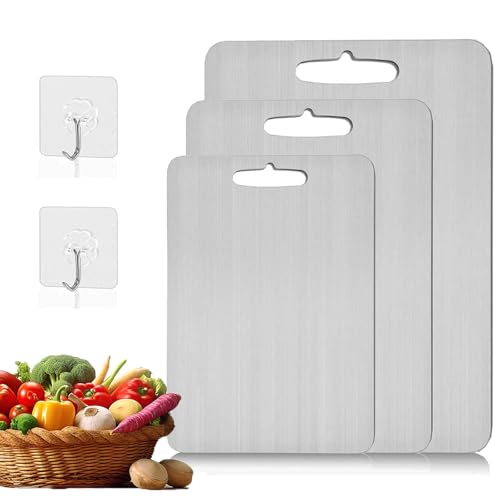 Titan Schneidebrett, Titanium Cutting Board, Schneidebrett aus Titan, Erstklassige Titan-Schneidebretter, Schneidebretter Titan, Stainless Steel Cutting Board für Fleisch, Obst (L: 46 * 30cm) von Generisch