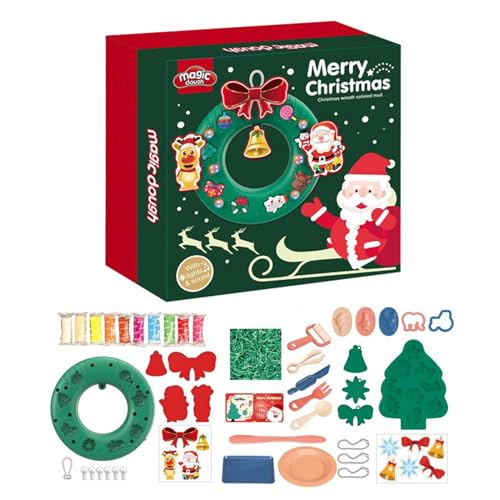 Ton-Ornament-Set, Kinder-Tonspielzeug-Set | Dehnbares handgemachtes Tonspielzeug für Weihnachtskranz,Weihnachtsaktivitäten, Entwicklungsspielzeug, Kleinkindspiele, saisonale Dekorationen für die Heims von Generisch