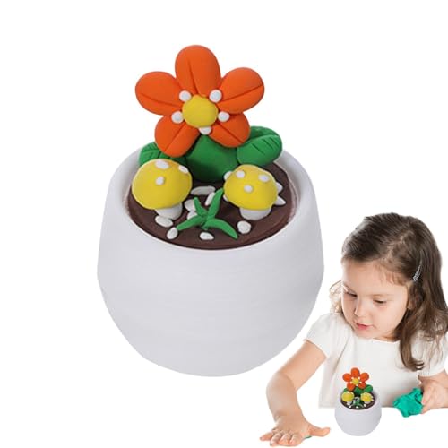 Ton-Set für Kinder, Modelliermasse-Set | Niedliche Blumentopf-Bastelarbeiten, sicher und harmlos - Lustiges pädagogisches Spielzeugmodell Hand-Auge-Koordination Fantasie für Kinder von Generisch