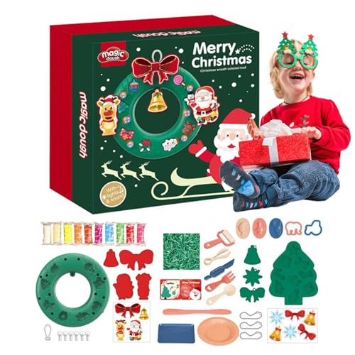 Tonspielzeug-Set für Kinder, Weihnachts-Bastelsets aus Ton | Weihnachtshandwerk, handgefertigtes Modelliermasse-Set,Praktische Aktivitäten für Kleinkinder, saisonale Dekorationen, Entwicklungsspielzeu von Generisch