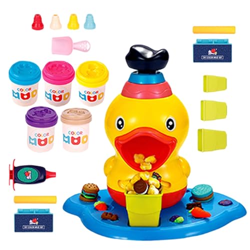 Tonteig-Spielset für Kinder, Farbteigspielzeug - Teigformendes lustiges Nudelmacher-Spielzeug | Modelliermasse-Teigwerkzeuge, Nudelmacher, lustige Cartoon-Ente, buntes Teigspielzeug für Kinder ab 3 Ja von Generisch