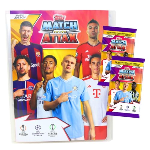 Topps Match Attax Karten Champions League 2023-2024 - Sammelkarten - Auswahl (1 Mappe + 2 Booster) von Generisch