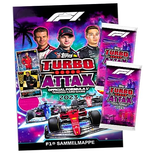 Topps Turbo Attax Karten 2023 Formula 1 - Sammelkarten - Trading Cards - 1 Mappe + 2 Booster von Generisch