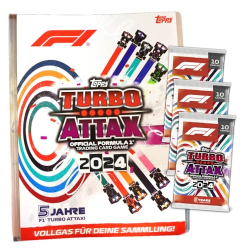 Topps Turbo Attax Karten 2024 Formula 1 - Sammelkarten - Trading Cards - 1 Mappe + 3 Booster von Generisch