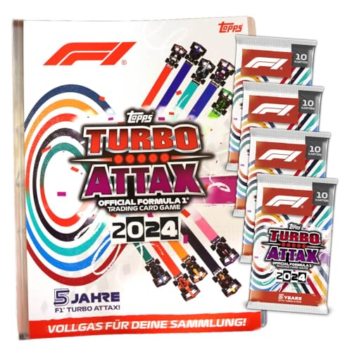 Topps Turbo Attax Karten 2024 Formula 1 - Sammelkarten - Trading Cards - 1 Mappe + 4 Booster von Generisch