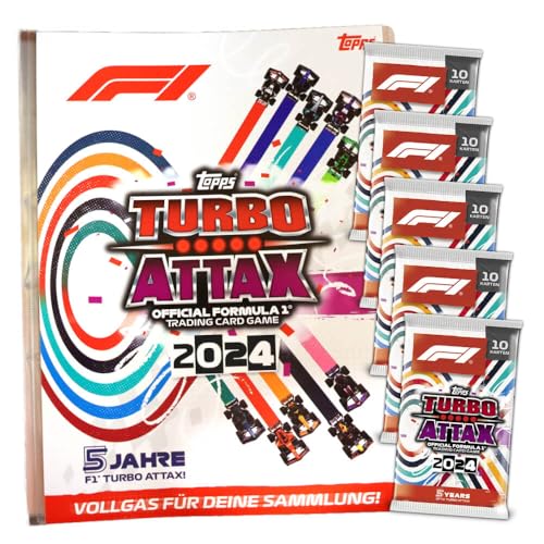 Topps Turbo Attax Karten 2024 Formula 1 - Sammelkarten - Trading Cards - 1 Mappe + 5 Booster von Generisch