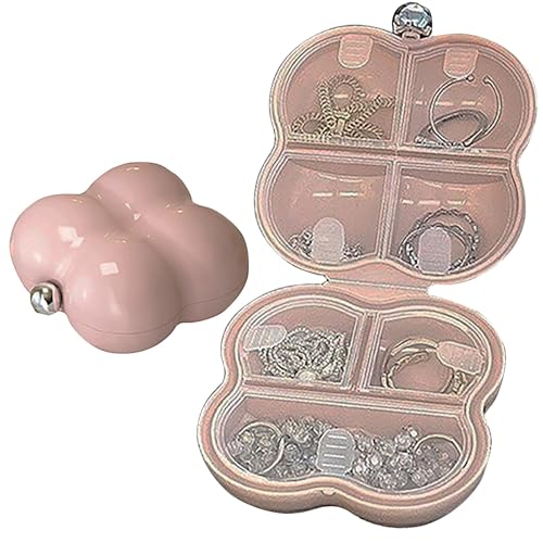 Tragbare Schmuckschatulle, Klein Schmuckaufbewahrung für Ringe, Ohrringe, Anhänger, Vielseitige Aufbewahrung, Geschenk für Tochter, Freundin (Rosa) von Generisch