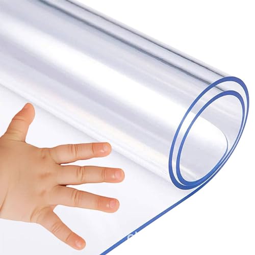 Transparente 3 mm dicke PVC-Kunststoff-Tischabdeckung, hitzebeständig, wasserdicht, kratzfest, leicht zu reinigen, 100 x 200 cm von Generisch