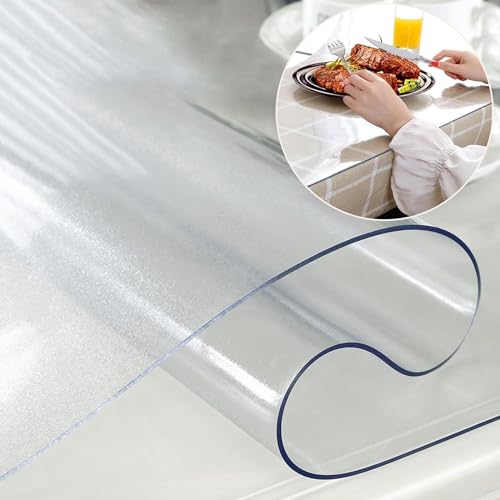 Transparente PVC-Tischabdeckung, 100 x 230 cm, abwischbar, mattiert, transparent, 1,0 mm, weiches Glas, Anti-Heiß-Tischdecke für Zuhause und Büro, kein Einlaufen, Schreibtisch-Tischunterlage von Generisch