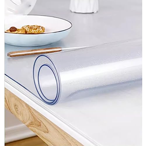 Transparente PVC-Tischabdeckung, 2 mm dick, Milchglas, wasserdicht, ölbeständig, abwischbar, Tischmatte für Restaurant (80 x 135 cm) von Generisch