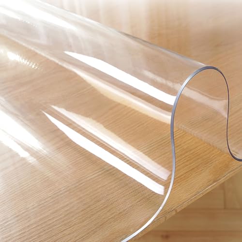 Transparente PVC-Tischabdeckung, wasserdicht, weiches Glas, Tischmatte für Esszimmertische, 1,5 mm dick, transparent, leicht zu schneiden (120 x 240 cm) von Generisch