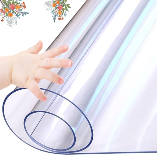 Transparente PVC-Tischdecke, hitzebeständig, kratzfest, wasserdicht, Tischmatte für Couchtisch, Esstisch, Schreibtisch von Generisch