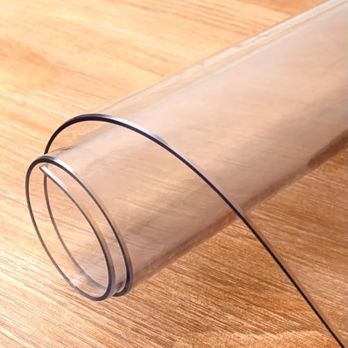 Transparente PVC-Tischdecke, rund, 130 cm Durchmesser, öldicht, wasserdicht, rutschfeste Isoliermatte für Esstisch und Couchtisch, 3,2 mm dick von Generisch