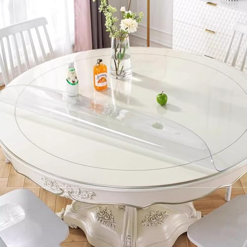 Transparente PVC-Tischdecke, rund, wasserdicht und ölbeständig, strapazierfähig, abwischbar und auslaufsicher, transparenter Tischschutz von Generisch