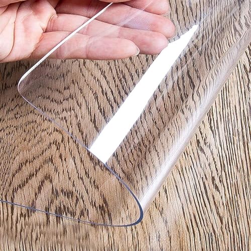 Transparente PVC-Tischfolie, 1 mm/2 mm/3 mm/5 mm dick, transparente Tischabdeckung, kristallklar, fettdicht, kratzfest, hitzebeständig, wasserdicht, ideal zum Schutz Ihres Tisches von Generisch