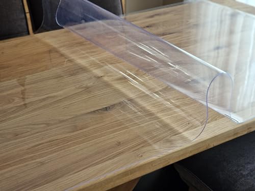 Transparente PVC-Tischschutzfolie, 2 mm dick, mit abgeschrägtem Rand, individuelle Größenoptionen, transparente Tischdecke für kristallklaren Schutz, 110 cm x 210 cm von Generisch