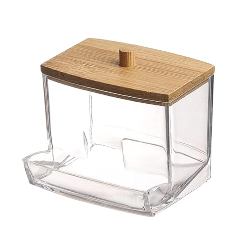 Transparenter Acryl-Büroklammer-Halter, Spender, Clip, Aufbewahrungs-Organizer, Zahnstocher, Aufbewahrungsbehälter für den Schreibtisch mit Holzdeckel, HcV692 (transparent, Einheitsgröße) von Generisch