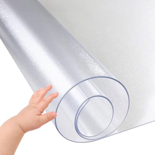 Transparenter PVC-Tischschutz, 1,0 mm dick, transparente Tischdecke für Büro, Esstisch, hochtemperaturbeständig, 100 x 220 cm von Generisch