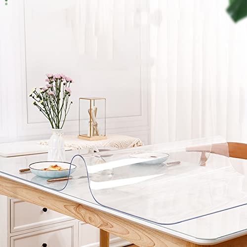 Transparenter Tischschutz, 1,5 mm dick, wasserdicht, Tischdecke für Küche, Garten, Büro, Schreibtisch, transparente, rechteckige Tischmatte für schmutzabweisend, ideal für den Außenbereich von Generisch